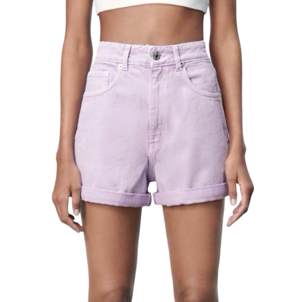 Zara Lavender High-Waisted Women Shorts Pastel Summer Spring